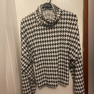 Houndstooth Bell Neck Blouse 🖤